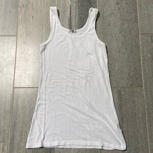 T2LOVE Scoop Neck Relaxed Fit Tank Top White Size Medium